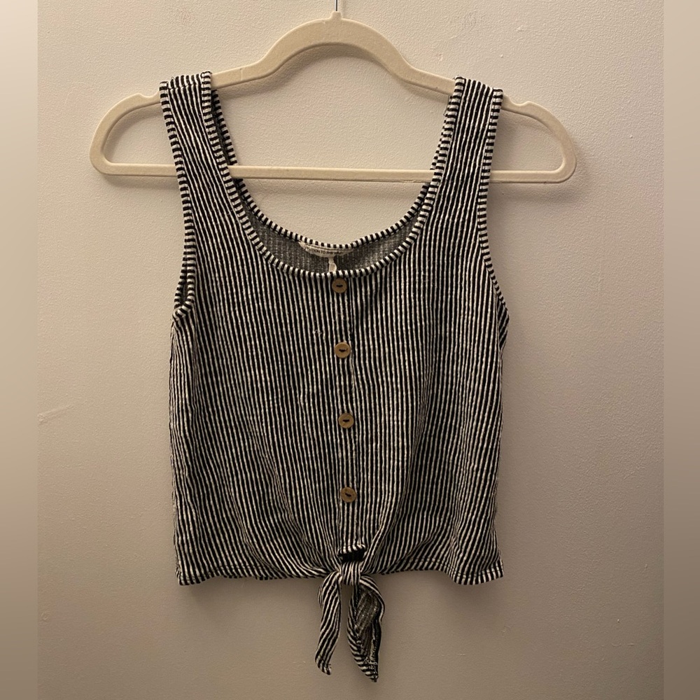 Black and white striped tank, size M